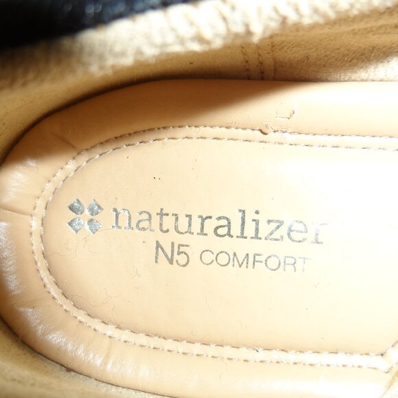 Naturalizer N5 Comfort Black Genuine Leather Wedge Loafers -size 8.5 - Picture 11 of 12